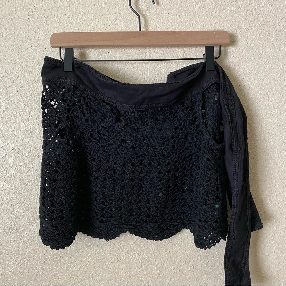 Letarte Black Mini Crochet Skirt